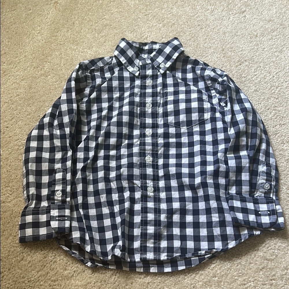 Kids Checkered Shirt - Navy and White